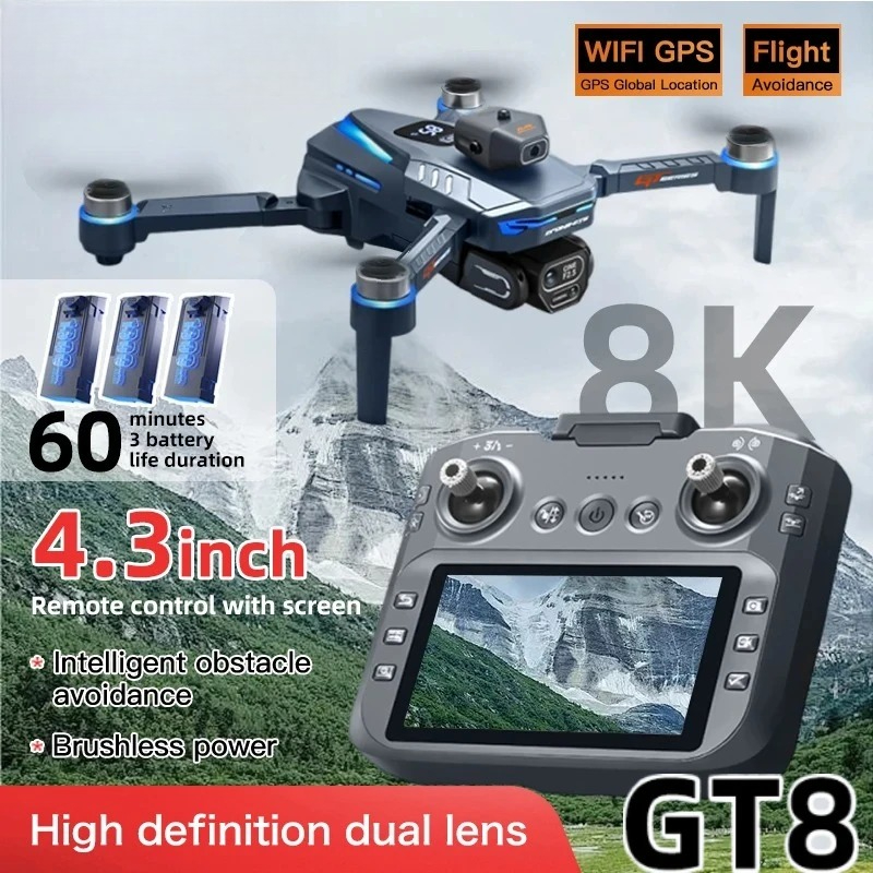 Fpv Drone Kit - Original GT8 Drone 8K Professional Dual